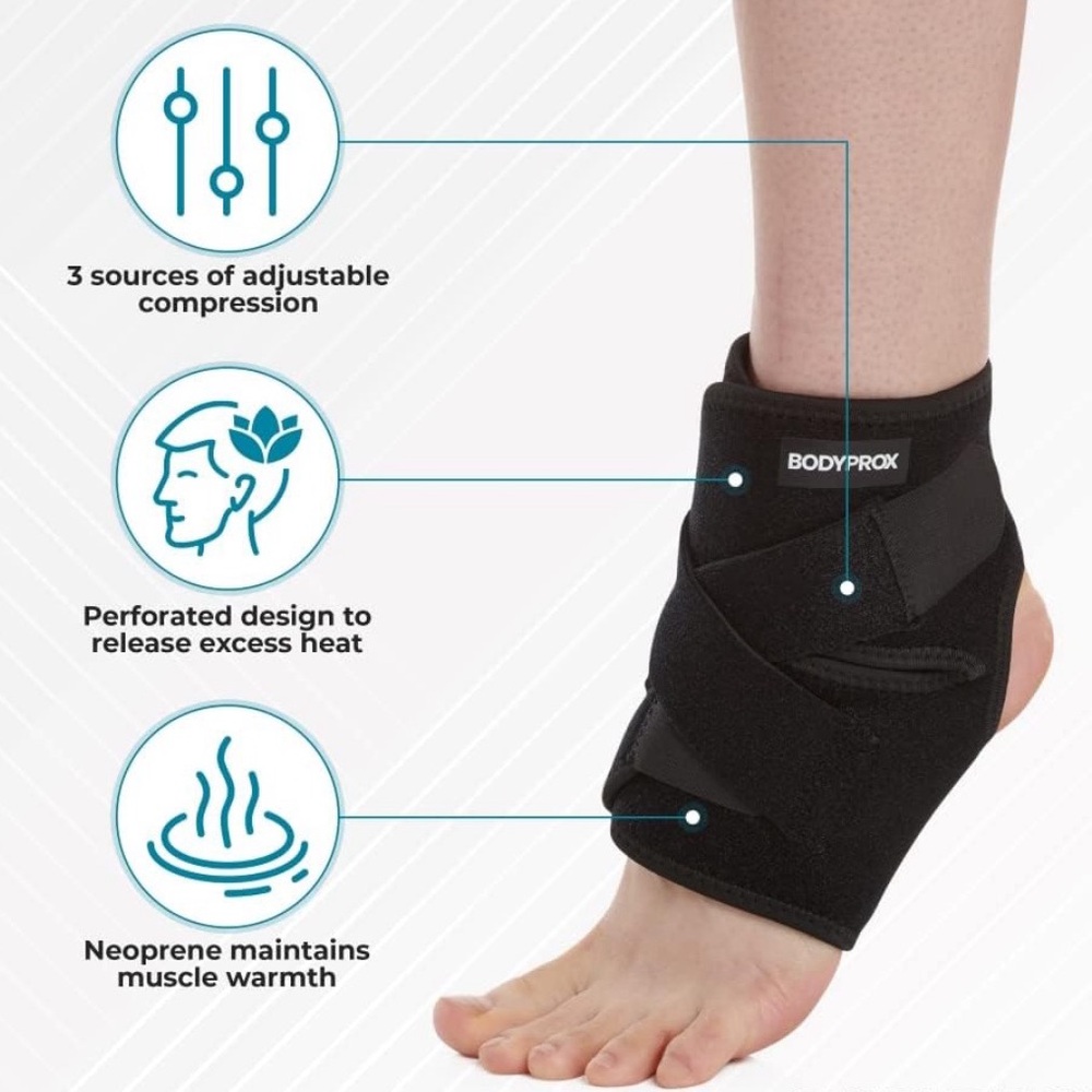 NEW Bodyprox Black Ankle Support Brace OS